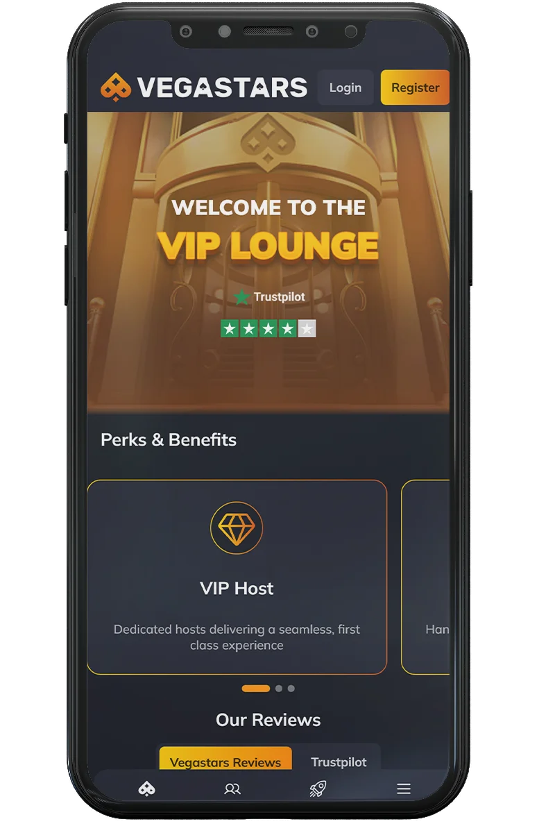 Screenshot of an online casino on a mobile phone